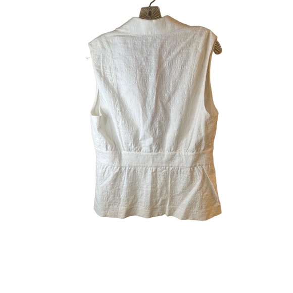 DIANE von FURSTENBERG DVF Gavyn Vest Cotton White Textured SingleButton Size 12 - Picture 7 of 10